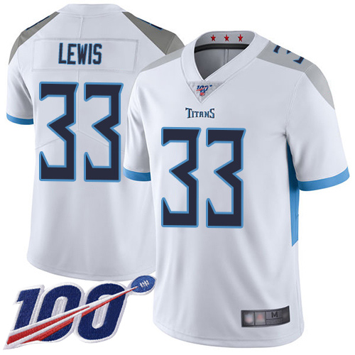 Tennessee Titans Limited White Men Dion Lewis Road Jersey NFL Football 33 100th Season Vapor Untouchable